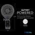 Treva 5 Inch Two Speed Battery & USB Powered Clip On Fan, Slim and Portable, Gray