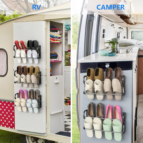 3 Pack Wall Shoe Rack for RV Shoe Storage, Wall Mounted Shoe Rack with Sticky Hanging Mounts for Camper Small Space