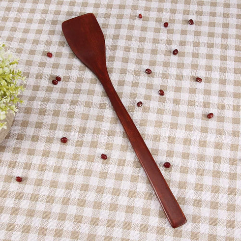 Mini Wooden Spatula, 9.7 Inch Nonstick Heat Resistant Turner for Cooking and Baking (Dark Red)