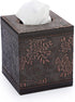 Sumnacon Square Leather Tissue Box Cover - Stylish Cube Tissue Box Holder with Magnetic Bottom, Decorative PU Tissue