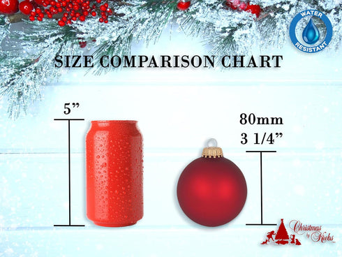 Christmas Tree Ornaments Made in The USA, 80mm / 3.25" Collectible Glass Balls, Handmade Holiday Decoration