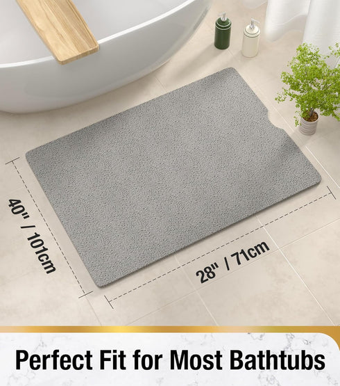 40 28 Inch, HITSLAM Non Slip Bathtub Mat x Extra Long Bath Mat for Tub, Soft PVC Loofah Shower Floor Mat with Drain