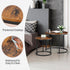 Set 2, 23.6inch ZENY Nesting Coffee Table of Round Coffee Table Wood Grain Top with Sturdy Metal Frame, Industrial End