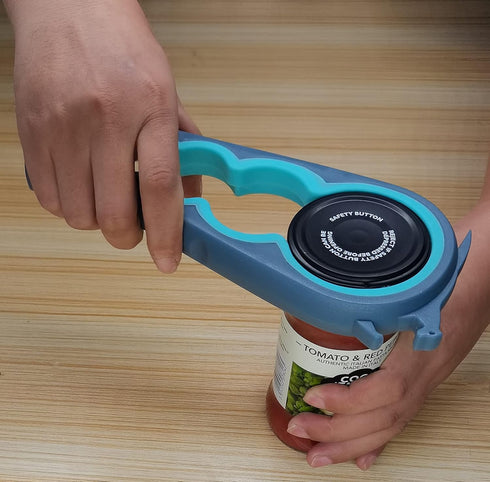 Otstar Jar Opener, Bottle and Can Opener for Weak Hands, Seniors with Arthritis, Blue and Grey