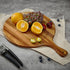 Acacia Wood Round Cutting Board with Handle - Versatile 16"x12" Wooden Charcuterie Board for Pizza, Bread, Cheese