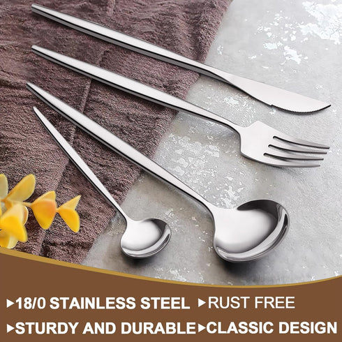 Silverware Set 20 Piece, Wildone Stainless Steel Flatware Set Service for 4, Includes Knife, Fork, Spoon Set