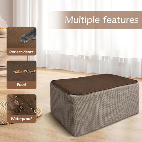 28-32 Inches, MEHIDFY Ottoman Cover, Waterproof Square Stool Slipcover, Quilted Stretch Furniture Protector, Machine