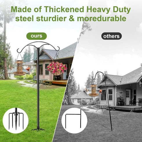 MuliVid 70 Inch 5 Hummingbird (1 Pack) Shepherds Hooks for Outdoor,Heavy Duty Shepherds Hooks for Outdoor with Prong