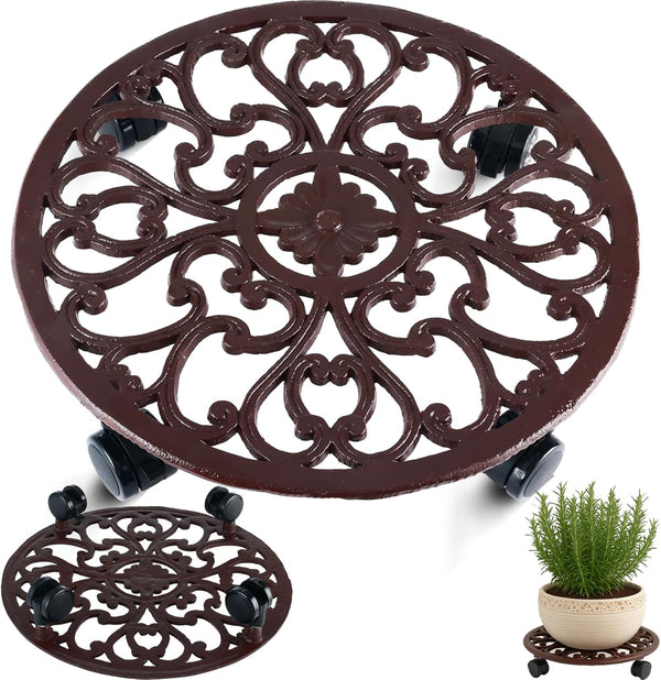 1 Packs 14 Inch Rolling Plant Stand with Wheels Metal Plant Caddy