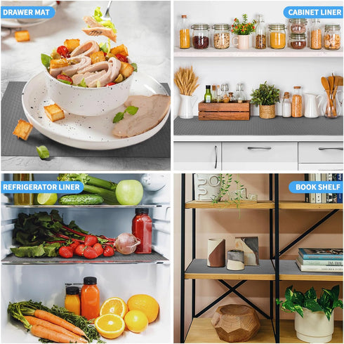 Bloss Grey Plastic Shelf and Drawer Liner, Non Adhesive for Cabinets, Storage, Kitchen, 17.7"×59"