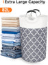 Large Laundry Basket, Collapsible Tall Hamper Bag with Handles for Waterproof Storage (Grey, 82L)