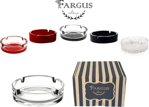 Fargus Glass Ashtrays for Cigarettes, Portable Decorative Modern Ashtray for Indoor Outdoor Use, Pack of 2 (Clear)