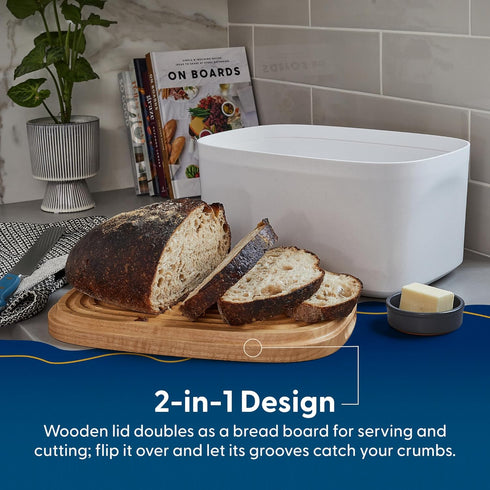 14.25x9.25x7 Sonder Los Angeles Union Large Bread Box | Fits Full Sourdough Loaves and More | Breadbox with Cutting