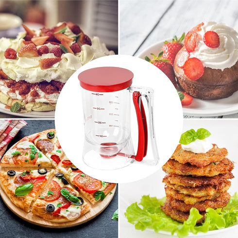 Batter Separator for Cupcakes, Pancakes, Cookie Cake, Waffles, Measuring Baking Tools, Red