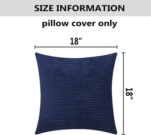 18x18 Set 2 18 18 inch, Home Brilliant Striped Corduroy Decorative Pillow Covers Throw Pillows for Couch of Accent