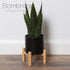1 Pack) Bornbridge Artificial Snake Plant with Mid Century Plant Stand - Sansevieria Plant in Modern Planter