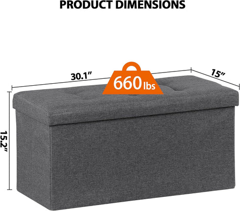30Inches 660 lbs, ZenStyle Storage Ottoman Bench, Folding Footrest Padded Seat, Storage Chest Long Shoes Bench