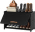 Shoe Rack, 3 Tier Shoe Storage Cabinet with Door 12 Pair Plastic