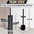 Set Black Toilet Brush and Holder - Scratch Resistant Black Toilet Bowl Brush and Holder with Soft Bristles Replaceable