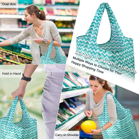 BeeGreen 12 Pack Reusable Grocery Bags Lightweight Durable Shopping Bags Washable Foldable Xlarge Classic Geometric