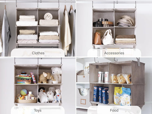 Closet 4-Section Closet StorageWorks Hanging Organizer with Metal Rod, Organizers and Storage, Collapsible Hanging