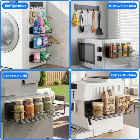 FancyMule 5 Pack Magnetic Spice Rack for Refrigerator, Magnetic Fridge Organizer Shelves, Strong Magnetic Hold, No