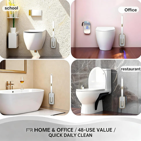 KIRIKIT 48 (1 Wand+48 Disposable Toilet Brush with Refill Heads and Holder Includes Storage Caddy&Toilet Bowl Wand