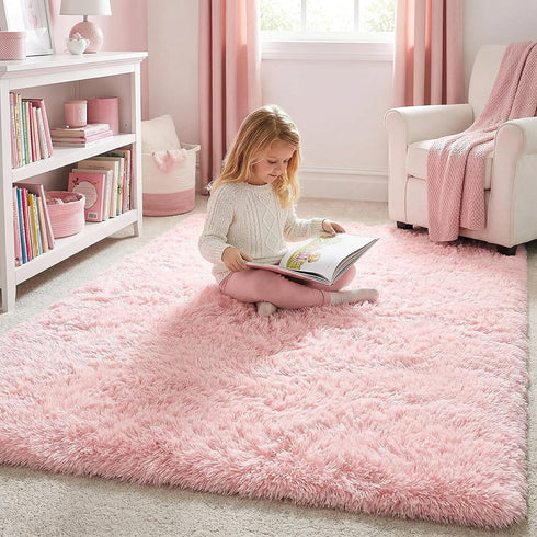4x6 Pink Area Rugs for Bedroom Girls, Living Room Decor, Fluffy Fuzzy Shag Rug for Kids Room, Soft Cute Indoor Floor