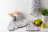 DII Quilted Kitchen Oven Mitt & Potholder Set, Gray Damask Print, 2 Piece, OM 6.5x12/PH 8x8.5