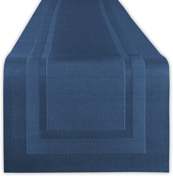 DII PVC Tabletop Collection Woven Indoor/Outdoor Table Runner, 14x72, Nautical Blue