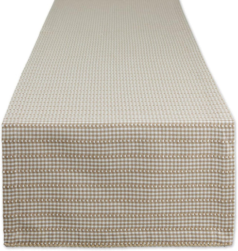 DII Farmhouse Gingham Checked Table Runner, 14x72, Stone