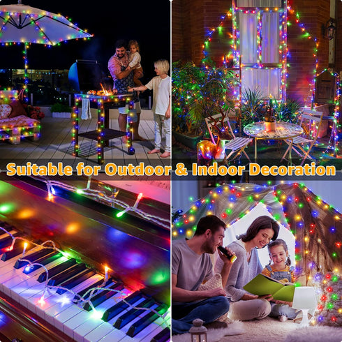120LED 40FT 8 Ollny Christmas Lights, Waterproof Connectable String Lights with Timer Modes, Multicolor Plug in Fairy