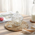 9fl.oz Set 2 ComSaf Crystal Glass Candy Dishes with Lids, of Mini Decorative Covered Candy Jars for Office Desk, Coffee