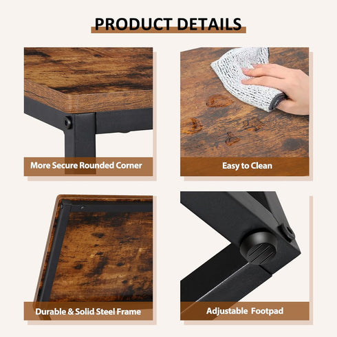 Set 2, 21.7 SUPER DEAL C Shaped Side Table of Small End Tables for Living Room, Bedroom, Bedside, Wide Tray for Laptop