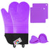 Silicone Oven Mitts and Pot Holders Set - MTZRFLL Extra Long Heat Resistant Gloves with Hot Pads and Mini Oven Mitts