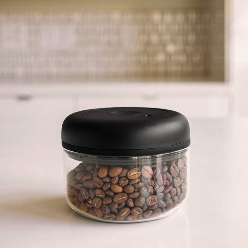 Fellow Atmos Vacuum Coffee Canister & Food Storage Container, 0.4 Liter Holds 6 oz of Coffee Beans, Airtight Clear Glass