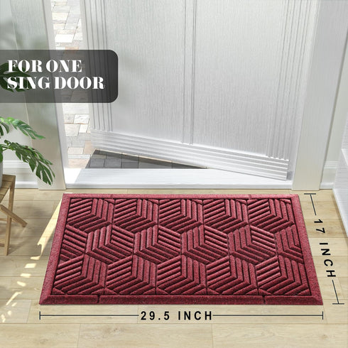 Yimobra Front Entrance Door Mat, All-Season Heavy Duty Outdoor Indoor Entryway Floor Mat, Sturdy Natural Rubber, Non Slip, Resist Dirt, Water Absorption, Easy Clean, 29.5x17 Inch, Red by Yimobra