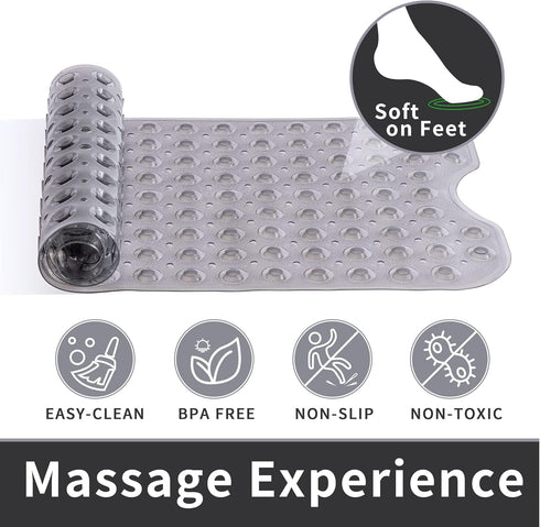 16 39 ROSMARUS Extra Long x Non-Slip Bathtub Mat, Shower Mat for Tub with Suction Cups and Drain Holes Bathtub Mats