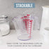Chef Pomodoro 3-Piece Liquid Measuring Cups Set - Includes 1, 2, and 4 Cup, BPA-Free Plastic, Stackable Nesting