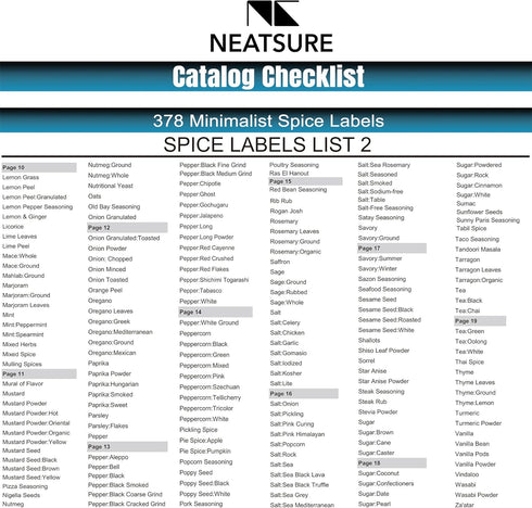 400 Minimalist Spice Labels, Preprinted Stickers Booklet, Black Text on White Waterproof Matte Backing
