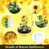 JESGO 2 Flowers Bouquet Sunflowers - Rose Building Kit, Creative Bonsai Tree Succulents Plant Blocks with LED Light