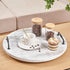Wooden Lazy Susan, 18 Inch Large Turntable Organizer, Whitewashed Wood Serving Tray for Kitchen Essentials Storage