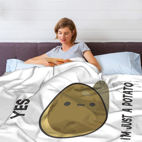 Cozy 80x60in Cute Potato Soft Comfy Flannel Blanket Fluffy Queen Plush Throw Twin Outdoor Picnic Living Room Travel