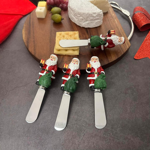 Supreme Housewares Santa Claus Cheese Spreaders, Hand-Painted Resin Handles, Set of 4