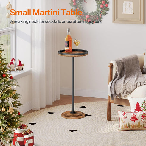 BF168BZ01 HOOBRO Small Round Side Table, Drink Table, Coffee Martini Table with Pedestal Accent for Small Spaces