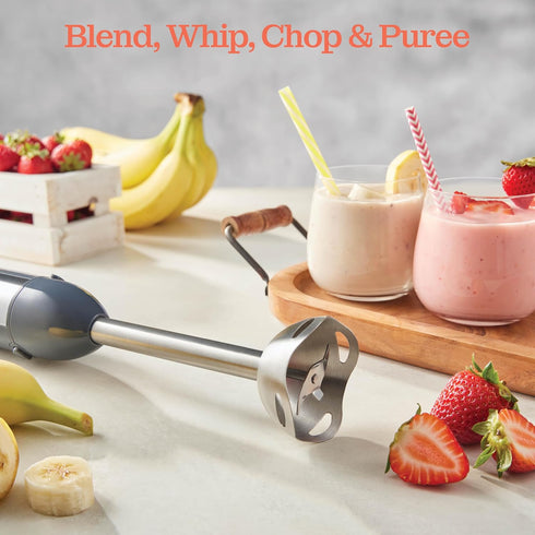 Powerful Immersion Blender - Electric Hand Blender 500 Watt with Turbo Mode, Detachable Base for Soup, Smoothie, Puree