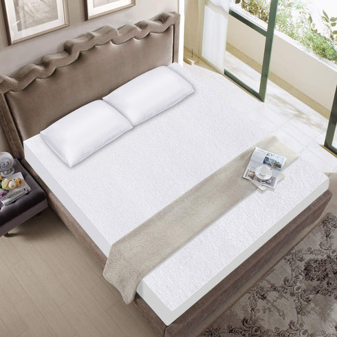 Waterproof Mattress Protector, Smooth Top Cover for Kids, Breathable Skin Friendly Noiseless Fitted Sheet, Queen Size,