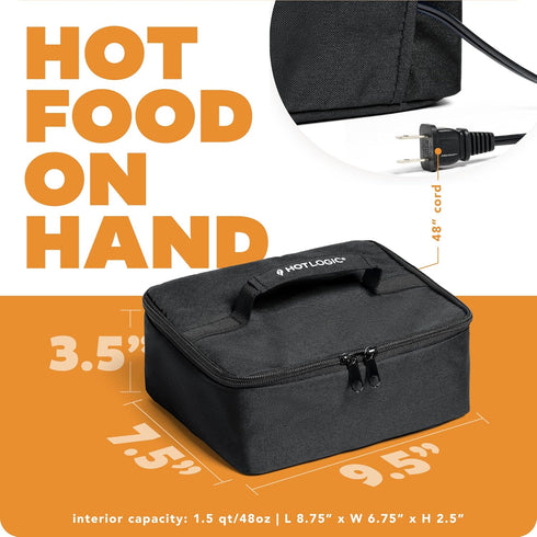HotLogic Mini Portable Electric Lunch Box Food Heater, Innovative Food Warmer for Adults, Black (120V)
