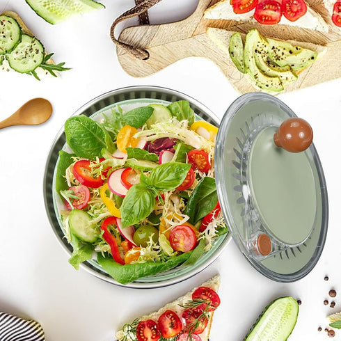 5.3Qt Stainless Steel Salad Spinner Large, Salad Washer Spinner and Dryer, Lettuce Cleaner Spinner, Vegetable Dryer