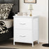LOFTEY White Nightstand, Bedside Table with 2 Fabric Drawers, Small Kids Night